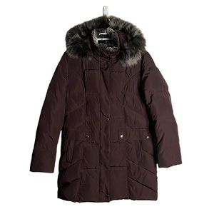 Bianca Nygard Women's Purple Puffer Faux Fur Hooded Parka